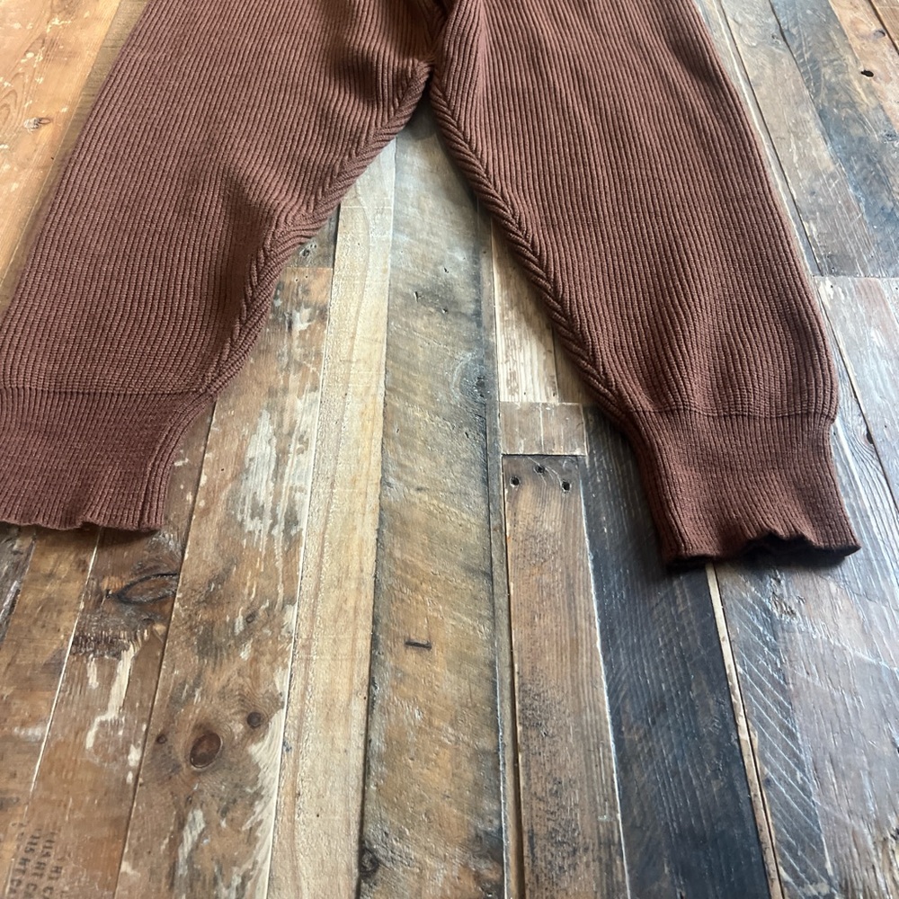 Brown Ribbed Knit Joggers - Picture 6 of 7